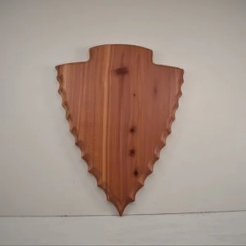 Arrowhead antler taxidermy plaque made of solid hardwood, ideal for deer antler mounts.