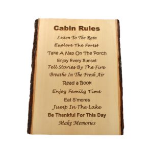 Engraved live edge sign.