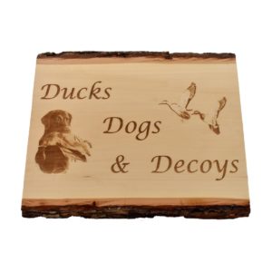 Engraved live edge sign.