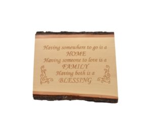 Engraved live edge sign.