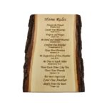 Engraved live edge sign.