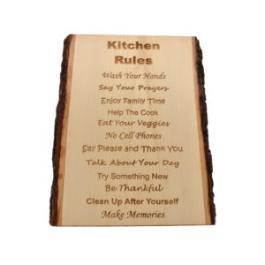 Engraved live edge sign.