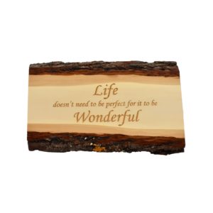 Engraved live edge sign.