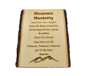 Engraved live edge sign.