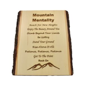 Engraved live edge sign.