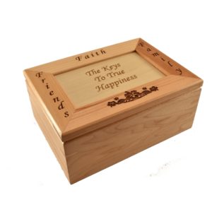 Personalized wooden keepsake box.