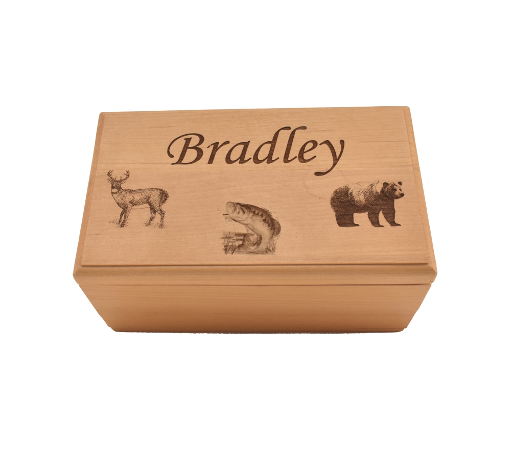 Personalized wooden keepsake box.