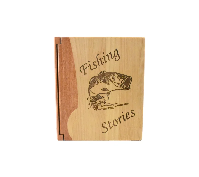 Fishing Stories Personalized Photo Album – Custom Engraved Wooden Album