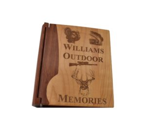 Personalized wooden photo album.
