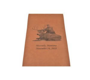 Custom engraved leather pedestal.