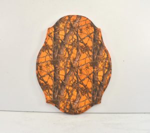 Modern style antler plaque with a custom orange camo design.