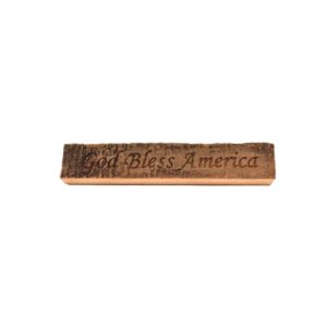 Reclaimed barn wood block sign that reads, "God Bless America".