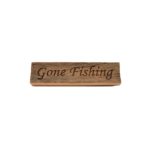 Reclaimed barnwood sign that reads, "Gone Fishing".