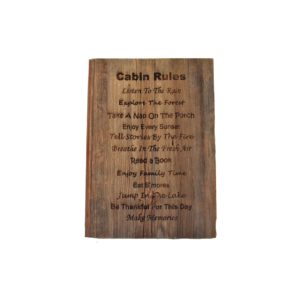 Engraved barnwood sign.