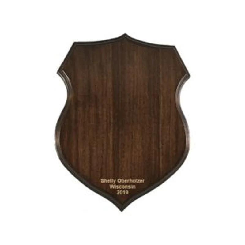 Shield Antler Taxidermy Plaque- Engraved Hardwood