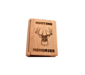 Personalized three ring wooden photo album.