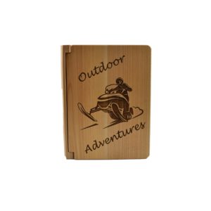 Personalized three ring wooden photo album.