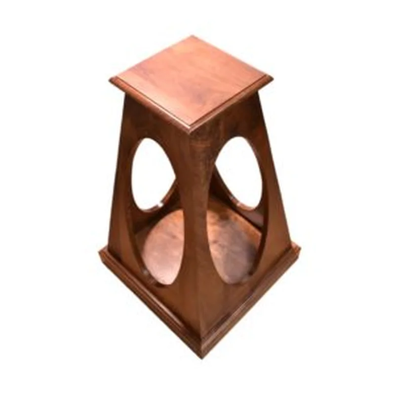 Walnut pyramid pedestal with cutout sides for taxidermy mount display