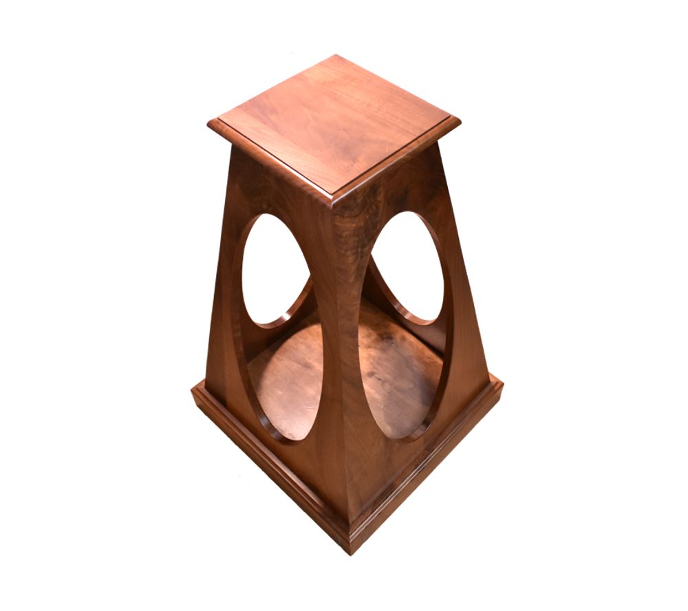 Walnut Pyramid Pedestal with Cutout Sides
