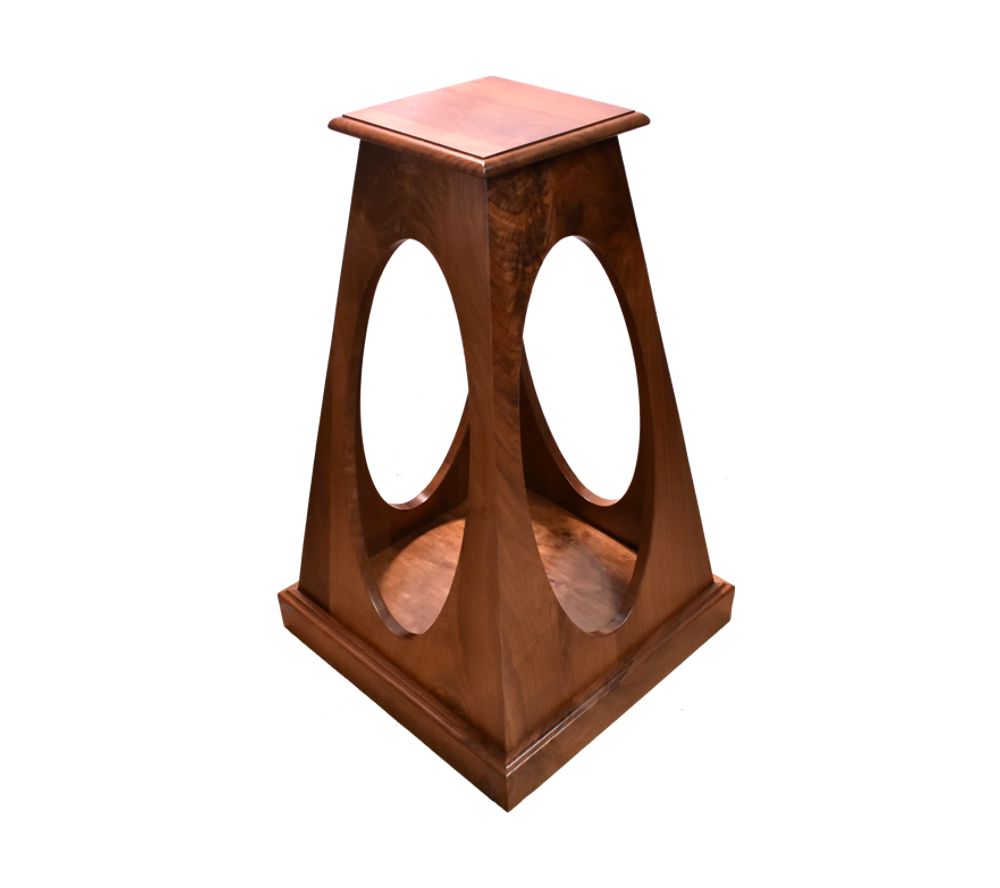 Walnut Pyramid Pedestal with Cutout Sides - Image 2