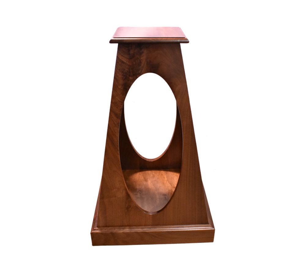 Walnut Pyramid Pedestal with Cutout Sides - Image 3