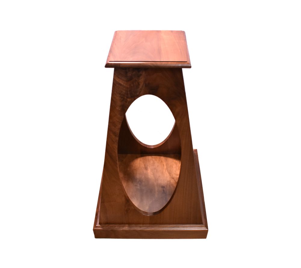 Walnut Pyramid Pedestal with Cutout Sides - Image 4