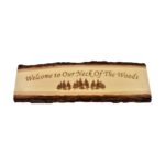 Engraved live edge door topper sign.