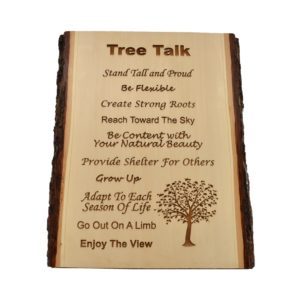 Engraved live edge sign.