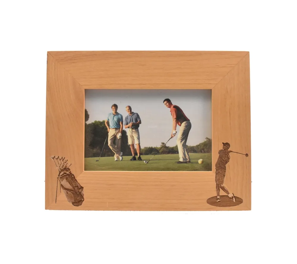 Golf personalized wooden picture frame with custom engraving