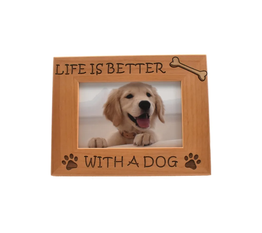 Custom engraved wood picture frame made from solid alder wood
