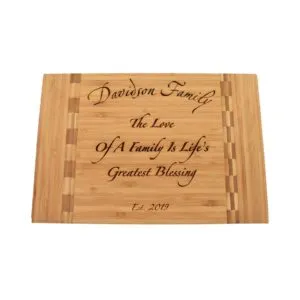 Engraved bamboo cutting board.
