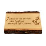 Engraved live edge sign.