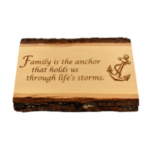 Engraved live edge sign.