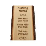 Engraved live edge sign.