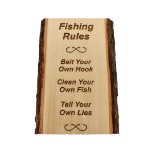 Engraved live edge sign.