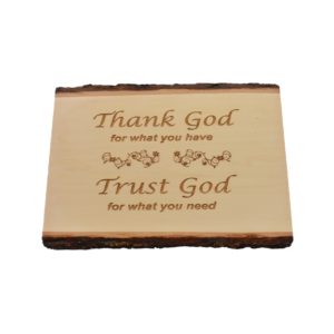 Live edge, rectangular, engraved wood sign.