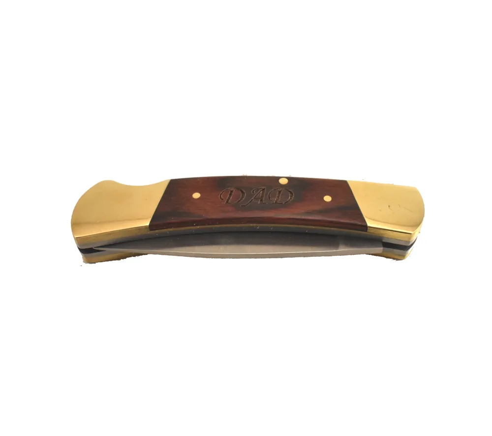Engraved lockback pocket knife.
