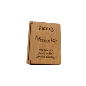 Personalized three ring wooden photo album.