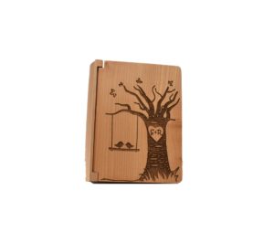 Personalized three ring wooden photo album.