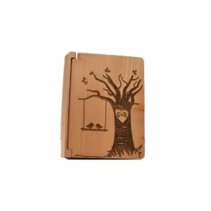 Personalized three ring wooden photo album.