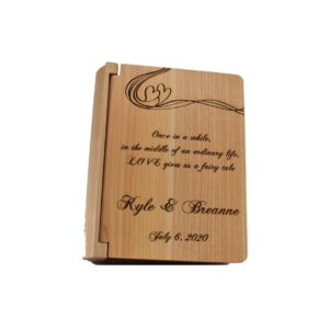 Personalized three ring wooden photo album.