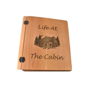 Custom engraved three ring photo album.