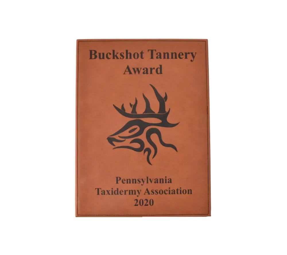 "Custom engraved leather award plaque 8x10"