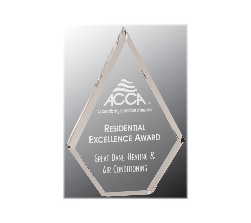 Custom engraved clear acrylic award.