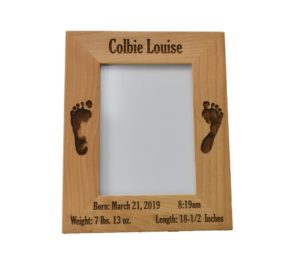 Custom engraved, wooden picture frame.