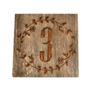 Wreath Engraved Barnwood Table Numbers