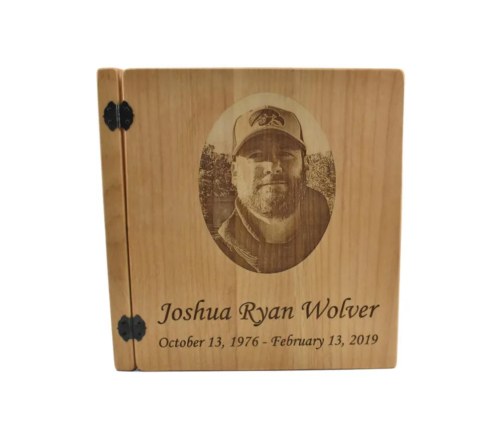 3-Ring Wooden Memorial Photo Album with Personalized Engraving