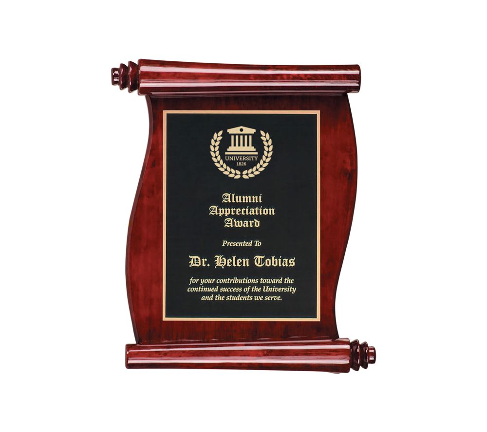 Custom Two Piece Premium Hardwood Scroll Award - Custom Engraved