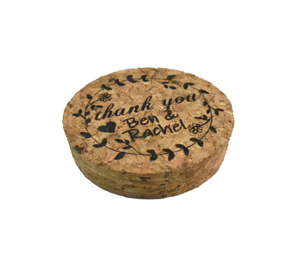 Engraved Thank You Wedding Favor Jar Cork Lid