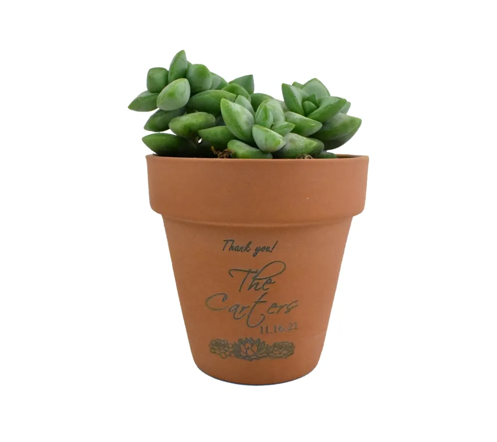 Thank You Engraved Wedding Favor Terra Cotta Pot